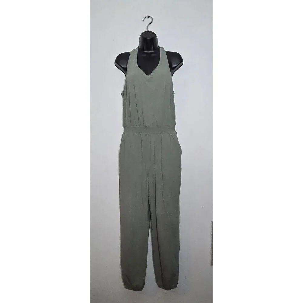 Aerie Everyday Track Jumpsuit Size Medium Green Sleeveless